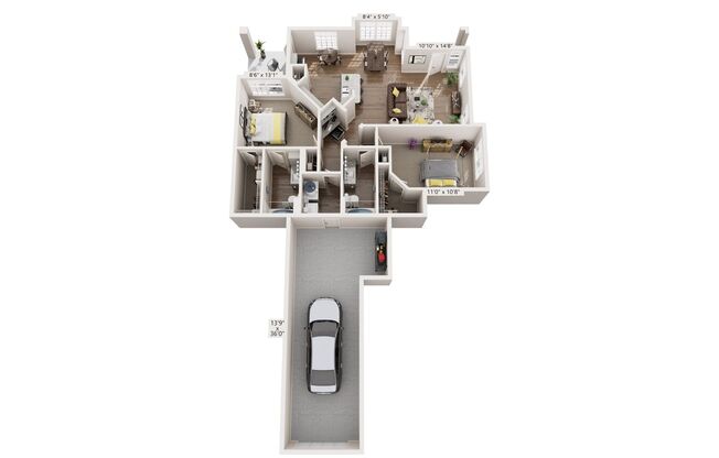 2 beds, 2 baths, 1,277 sqft, $2,165, Unit 10112