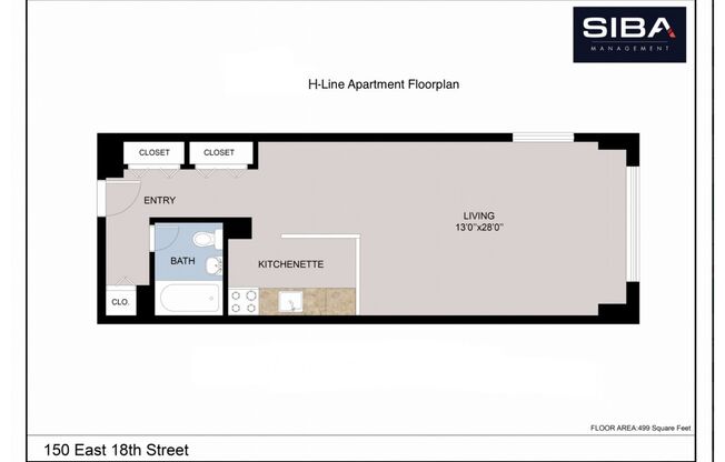 Studio, 1 bath, 502 sqft, $4,250, Unit 15H