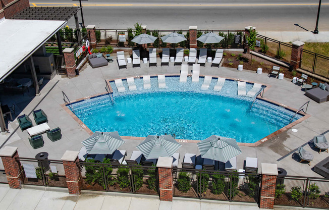 a view of the pool from above at the resort