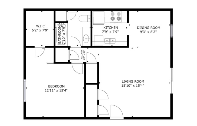 1 bed, 1 bath, 745 sqft, $1,525, Unit 411