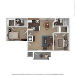 2 beds, 2 baths, 800 sqft, $1,439