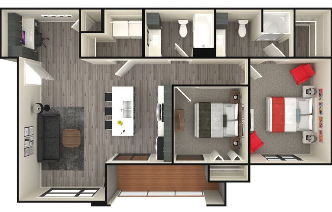 2 beds, 2 baths, 973 sqft, $1,200