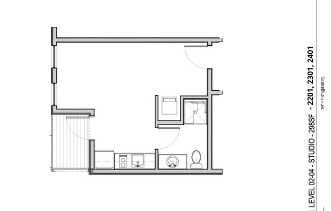 Studio, 1 bath, 379 sqft, $1,099, Unit 2401