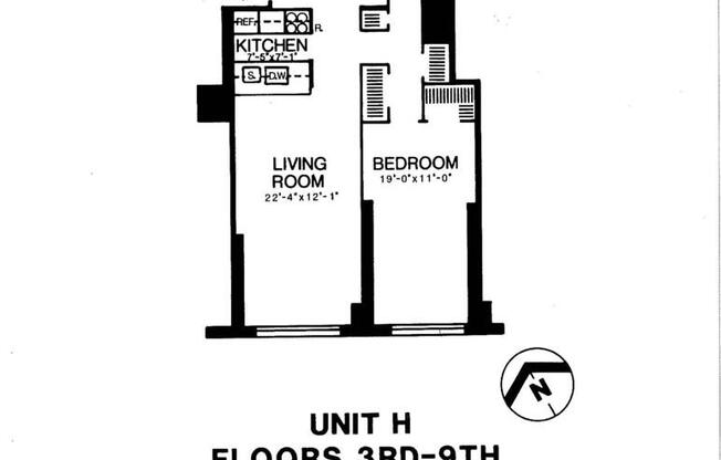 1 bed, 1 bath, 807 sqft, $4,800, Unit 3H