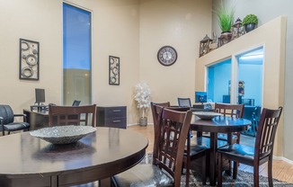 Sycamore Creek Leasing Office with High Tables and plenty of lounging space