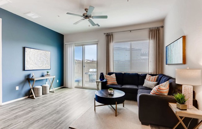 Spacious Living Room With Private Balcony at Avilla Lehi Crossing, Mesa, AZ, 85213