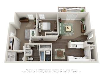 2 beds, 1.5 baths, 1,010 sqft, $1,399