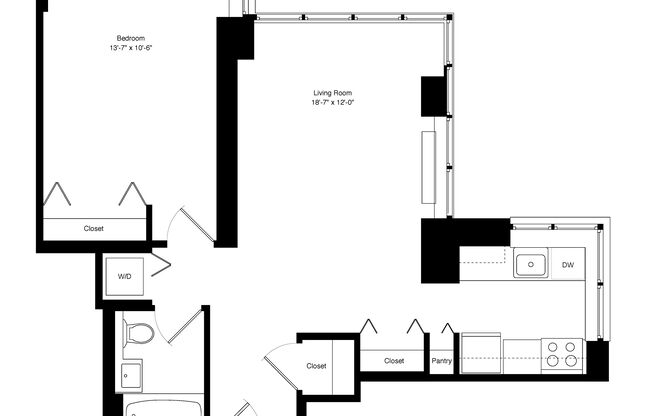 1 bed, 1 bath, 688 sqft, $7,300, Unit 24C