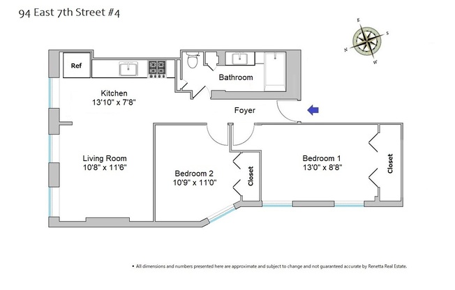 2 beds, 1 bath, $3,950, Unit 4