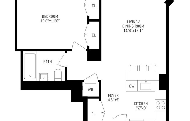 1 bed, 1 bath, $4,700, Unit 5E