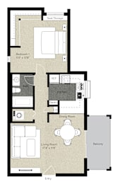 1 bed, 1 bath, 635 sqft, $2,545