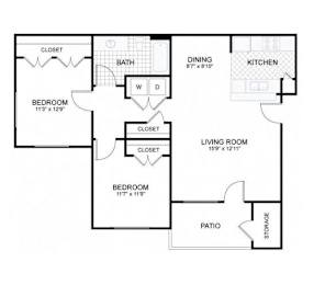 2 beds, 1 bath, 896 sqft, $1,850