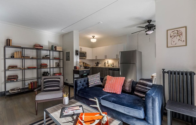 The Edison apartments open-concept kitchen and living area