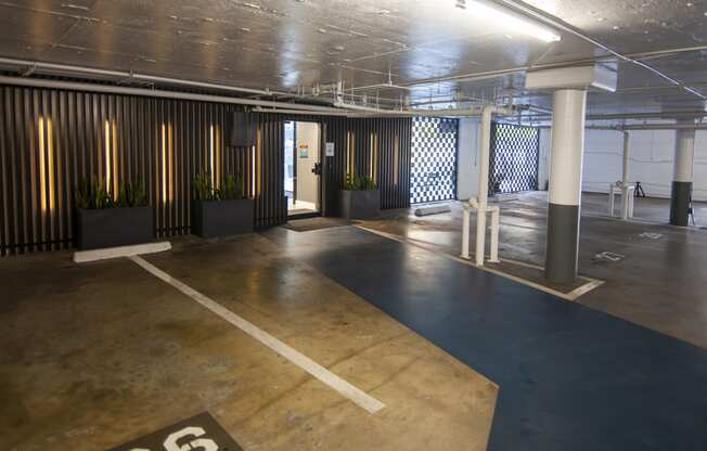 Parking garage assigned spaces at Westwood Riviera Apartments, California, 90024