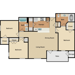 3 beds, 2 baths, 1,161 sqft, $1,842