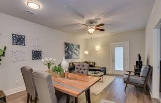 Dining area and living room
