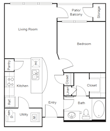 1 bed, 1 bath, 630 sqft, $1,050