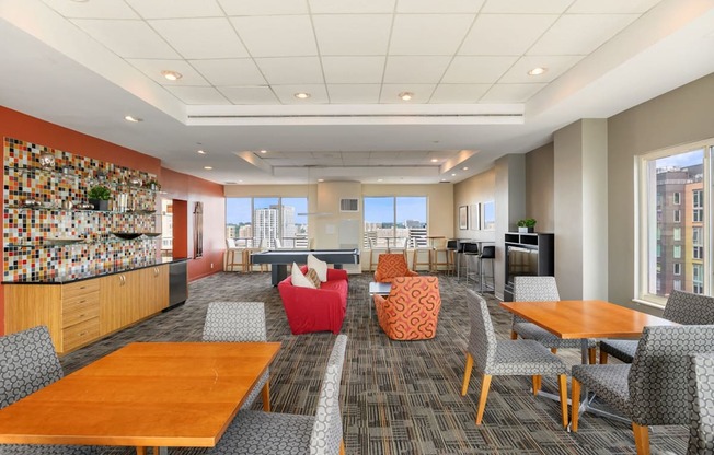 Rooftop seating areas  at Lenox Club, Arlington, VA