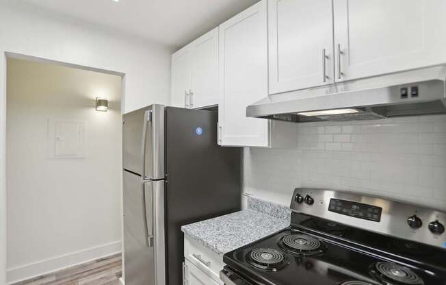 Stainless steel appliances in modern kitchen