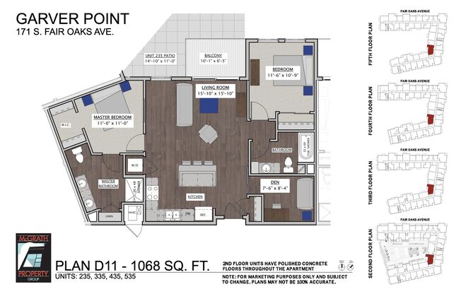 2 beds, 2 baths, 1,068 sqft, $2,470, Unit 335