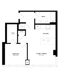 1 bed, 1 bath, 647 sqft, $2,693