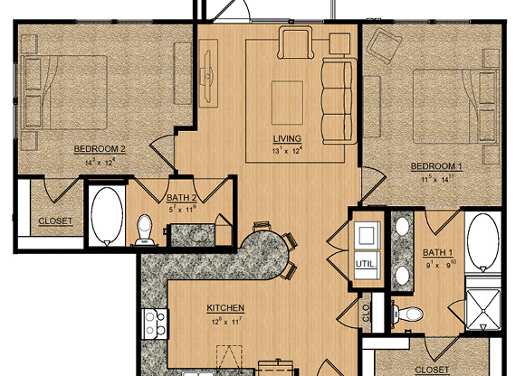 2 beds, 2 baths, 1,120 sqft, $2,551