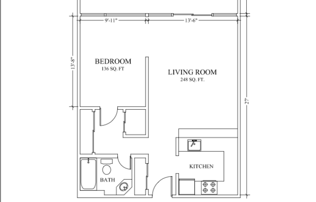 1 bed, 1 bath, 644 sqft, $1,995, Unit 303