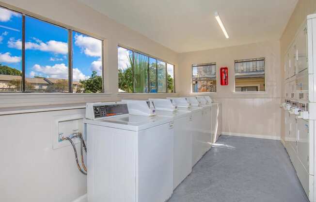 the laundry room is equipped with washers and dryers