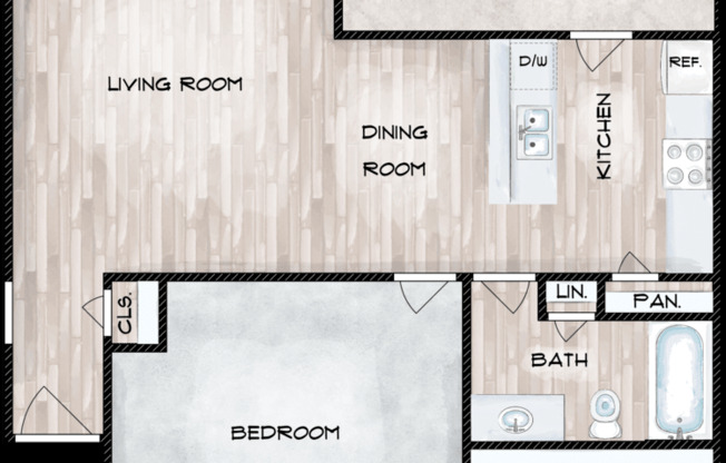 1 bed, 1 bath, 727 sqft, $899