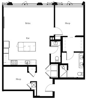 1 bed, 1.5 baths, 1,122 sqft, $5,349