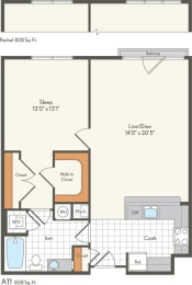 1 bed, 1 bath, 831 sqft, $2,091