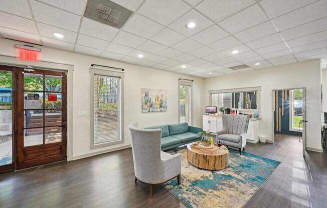 Resident lounge at Amber Grove Apartments in Marietta GA with community seating and decor