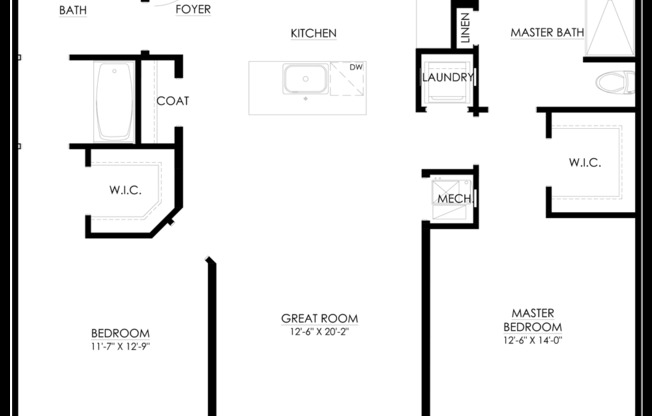 2 beds, 2 baths, 1,201 sqft, $2,872, Unit 2304