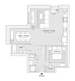 1 bed, 1 bath, 809 sqft, $1,490