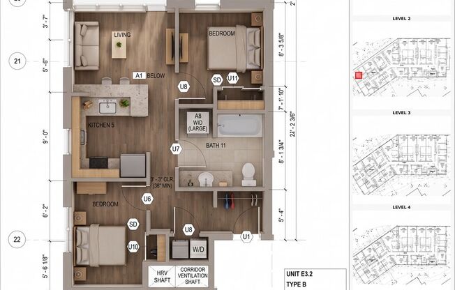 2 beds, 1 bath, 643 sqft, $2,341, Unit 210
