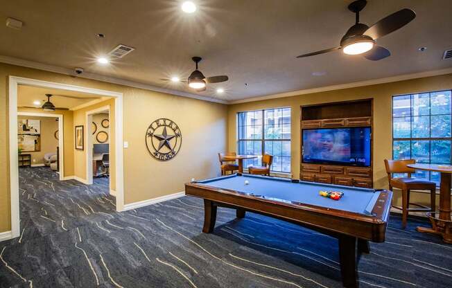 Billiards Room for Residents at Preston Oaks Apartments Dallas TX