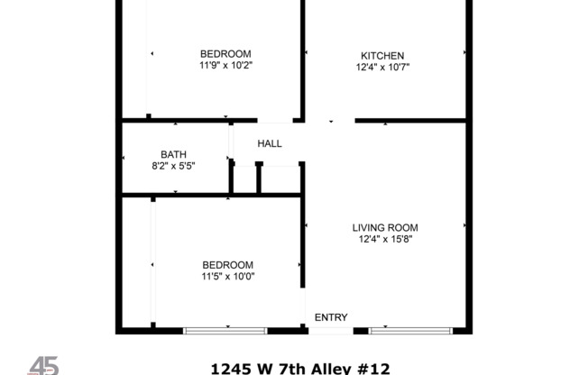 2 beds, 1 bath, $1,195, Unit 1245-12