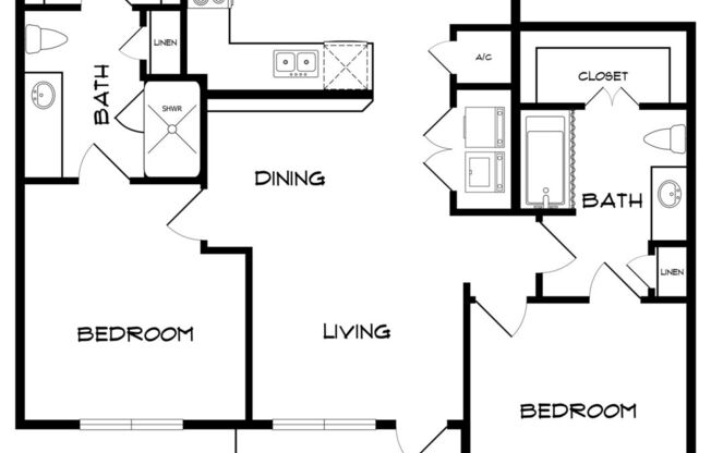 2 beds, 2 baths, 1,059 sqft, $1,710