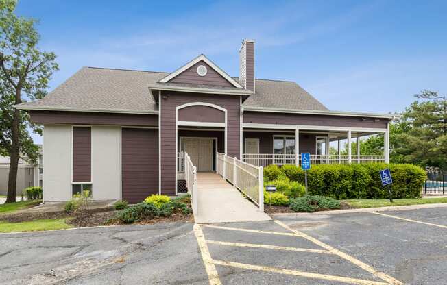 the front of a house with a ramp to the front door  at Eastwood Crossings, Kansas City, MO