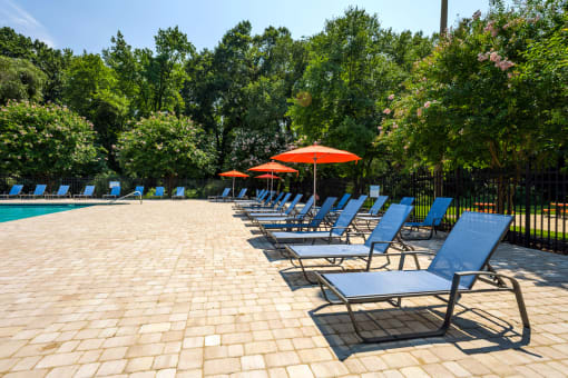 Poolside Relaxing Area at Staples Mill Townhomes, Virginia, 23228