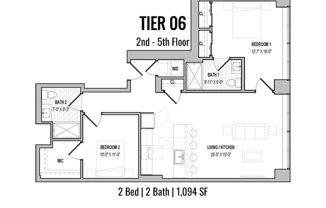 2 beds, 2 baths, 1,094 sqft, $3,599, Unit 306