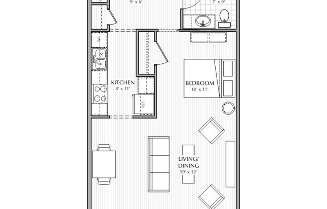 Studio, 1 bath, 680 sqft, $1,850, Unit #317