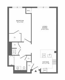1 bed, 1 bath, 864 sqft, $2,453