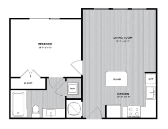 1 bed, 1 bath, 616 sqft, $1,743