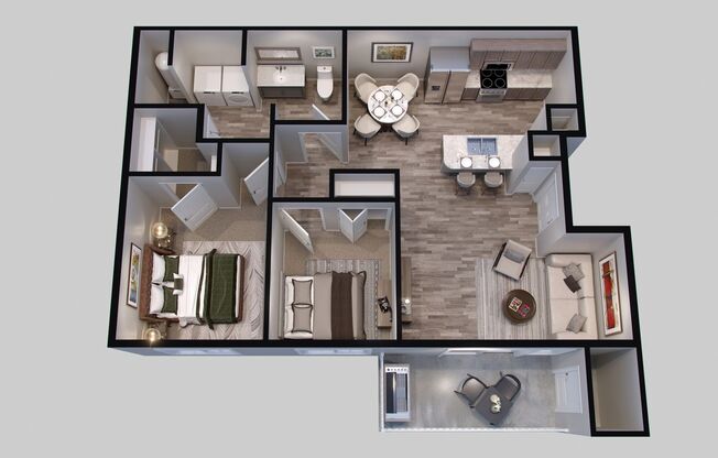 2 beds, 1 bath, 901 sqft, $1,470, Unit A202