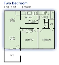 Woods at Southlake - 2 Bedroom Floor Plan image