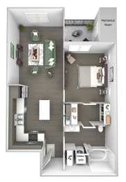 1 bed, 1 bath, 743 sqft, $1,253
