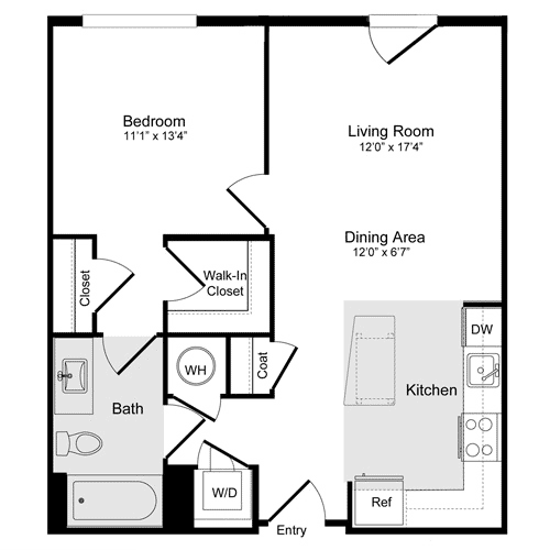 1 bed, 1 bath, 673 sqft, $2,254