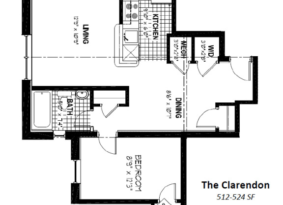 1 bed, 1 bath, 524 sqft, $1,526