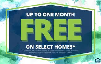 A promotional image offering up to one month free on select homes.